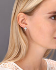 CZ Cross Stud Earrings in Sterling Silver