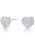 CZ Two Layer Double Heart Stud Earrings in Sterling Silver