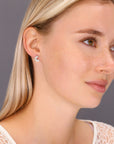 CZ Moon Stud Earrings in Sterling Silver