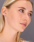 CZ Star and Moon Stud Earrings in Sterling Silver