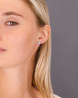 CZ Star and Moon Stud Earrings in Sterling Silver