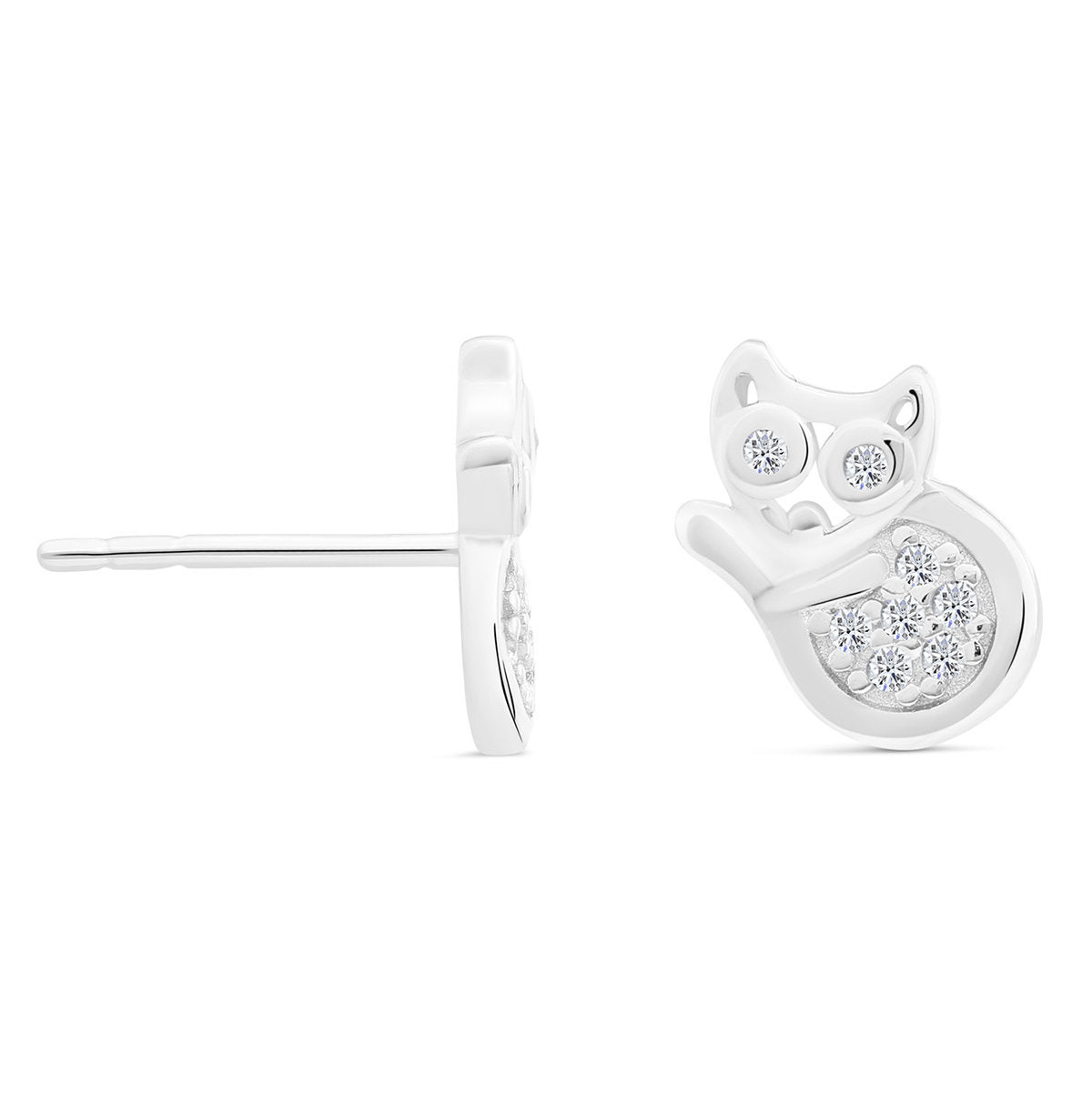 Sterling Silver Cat Stud Earrings