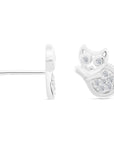 CZ Cat Stud Earrings in Sterling Silver