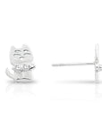 CZ Grumpy Cat Stud Earrings in Sterling Silver