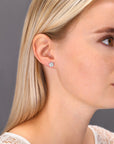 CZ Flower Stud Earrings, 3719 in Sterling Silver