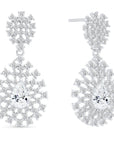 CZ Royal Teardrop Stud Earrings, Dangle Bridal Jewelry, Boho in Sterling Silver