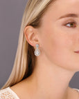 CZ Royal Teardrop Stud Earrings, Dangle Bridal Jewelry, Boho in Sterling Silver