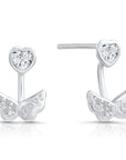 CZ Angel Wing Love Stud Earrings in Sterling Silver