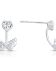 CZ Angel Wing Love Stud Earrings in Sterling Silver