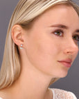CZ Angel Wing Love Stud Earrings in Sterling Silver