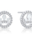 CZ Halo Crown Stud Earrings, Barbados in Sterling Silver