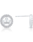 CZ Halo Crown Stud Earrings, Barbados in Sterling Silver