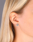 CZ Halo Crown Stud Earrings, Barbados in Sterling Silver