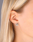 CZ Royal Queen Crown Stud Earrings in Sterling Silver