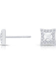 CZ Square Halo Stud Earrings in Sterling Silver