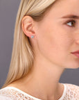 CZ Square Halo Stud Earrings in Sterling Silver