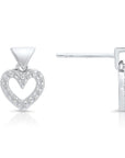CZ Dangle Heart Stud Earrings in Sterling Silver