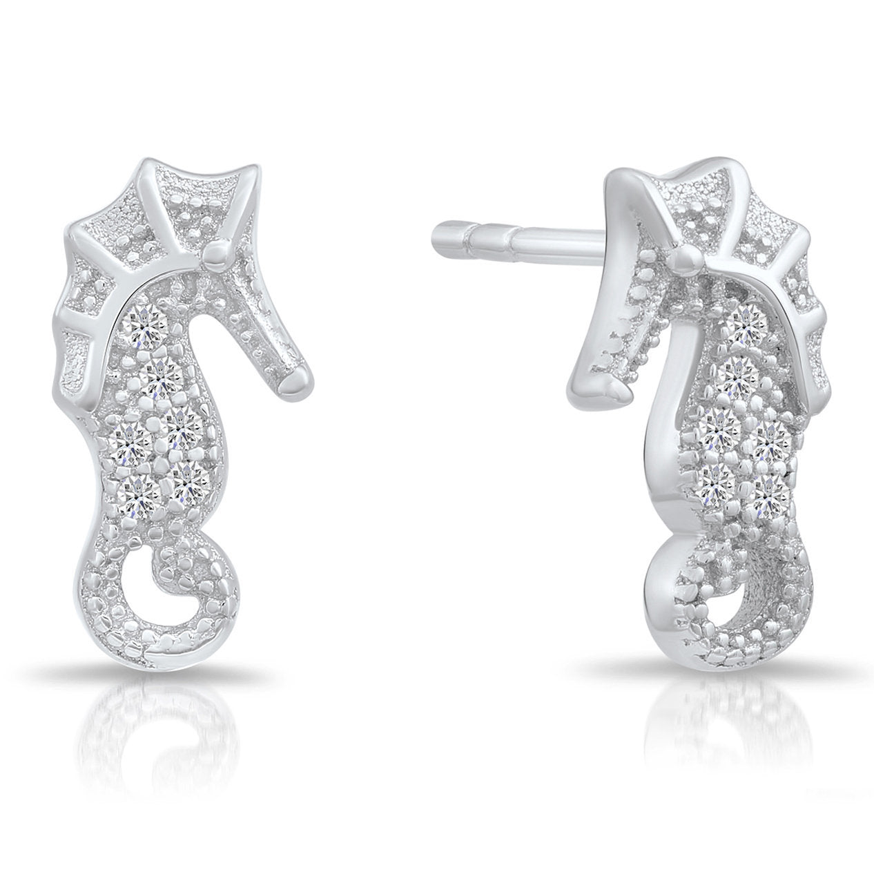 Sterling Silver Seahorse Stud Earrings