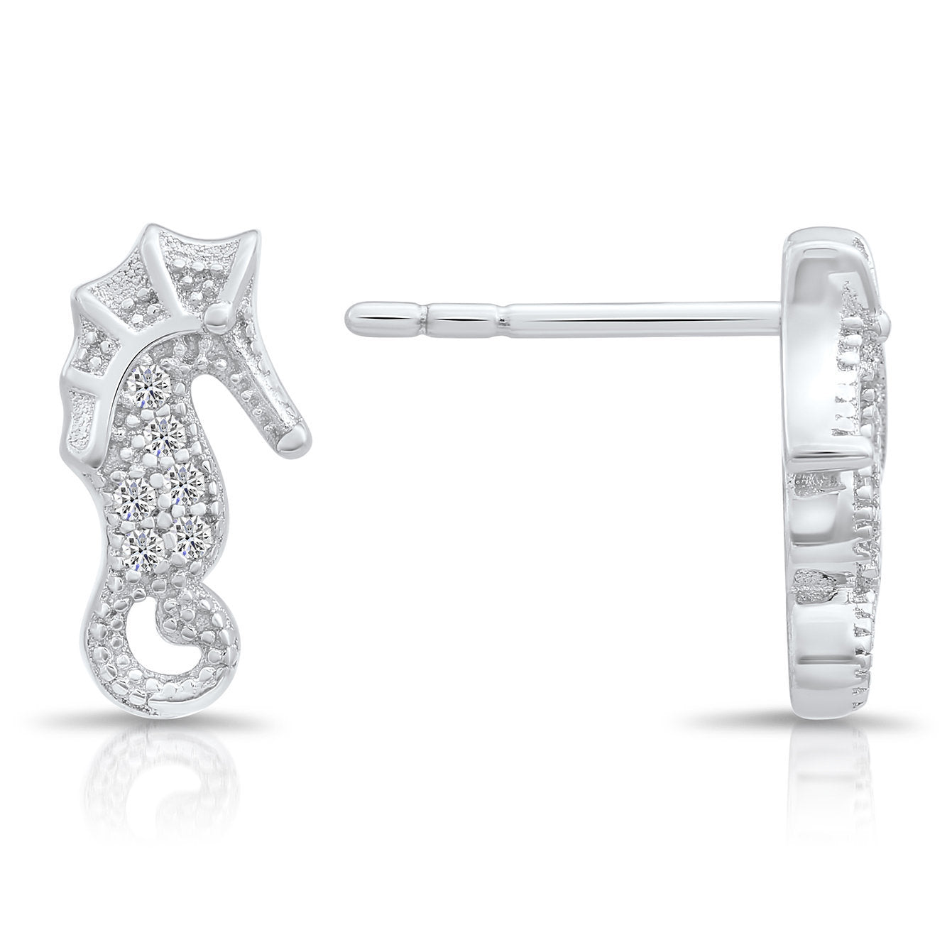 Sterling Silver Seahorse Stud Earrings