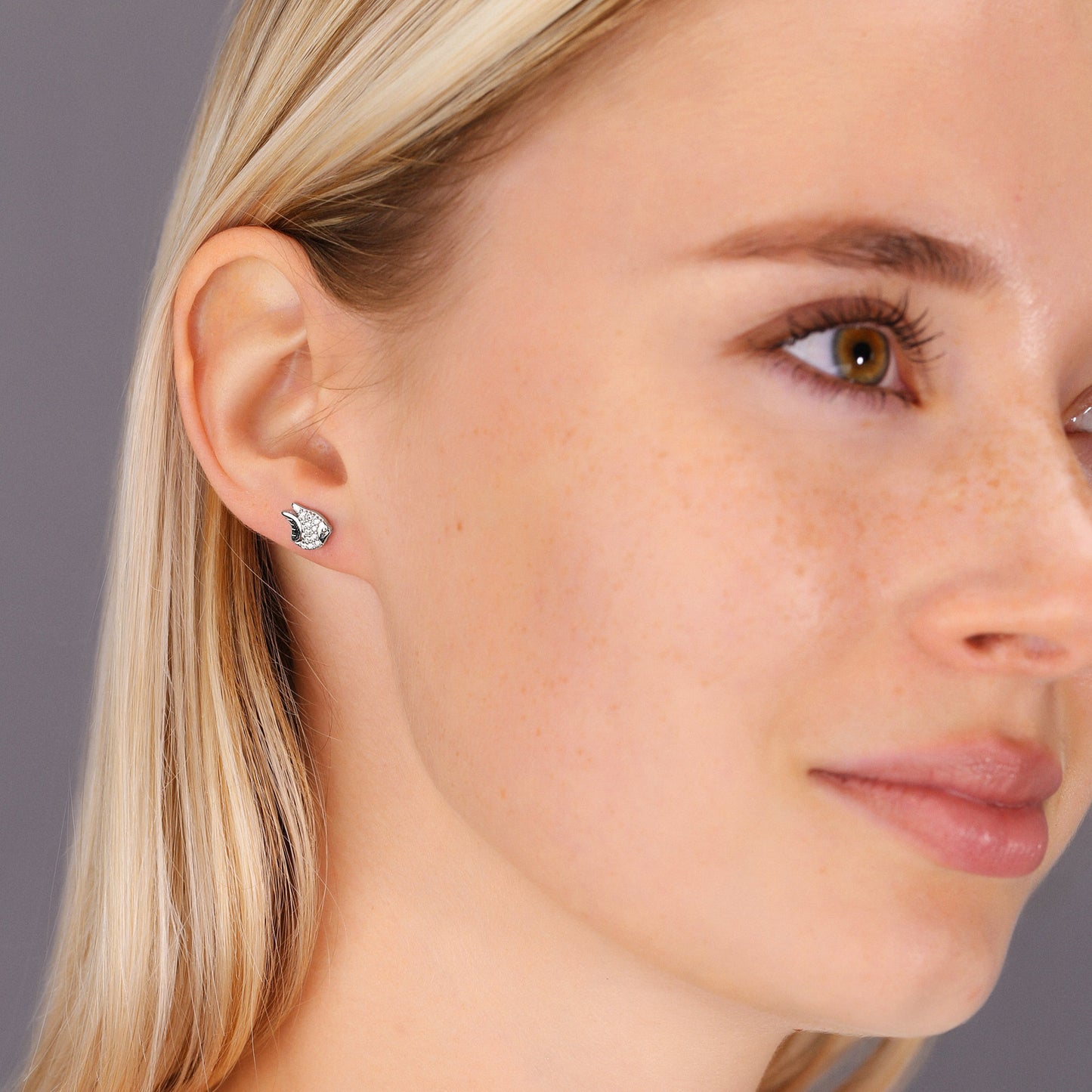 Sterling Silver Angel Fish Stud Earrings