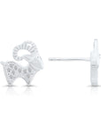 CZ Goat Stud Earrings, GOAT in Sterling Silver