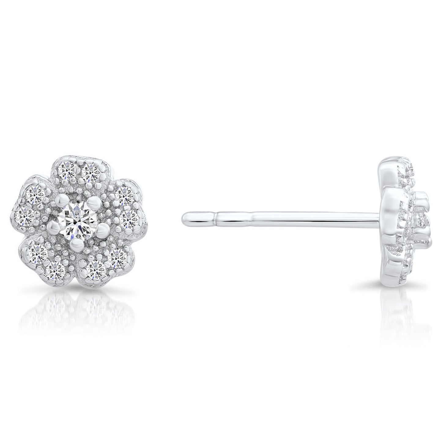 Sterling Silver Flower Stud Earrings, 0615