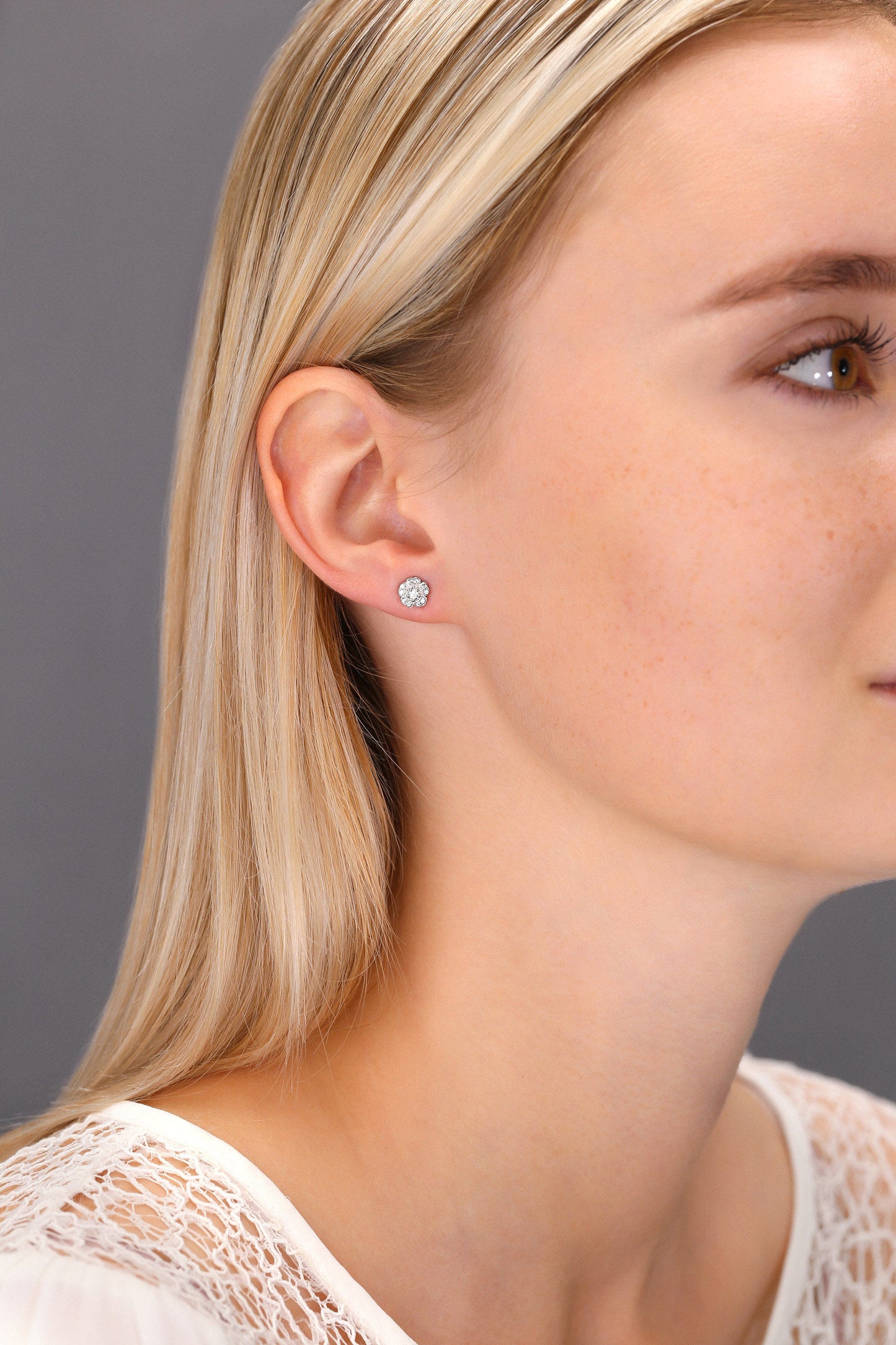 Sterling Silver Flower Stud Earrings, 0615