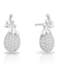 CZ Pineapple Stud Earrings, Fruit in Sterling Silver