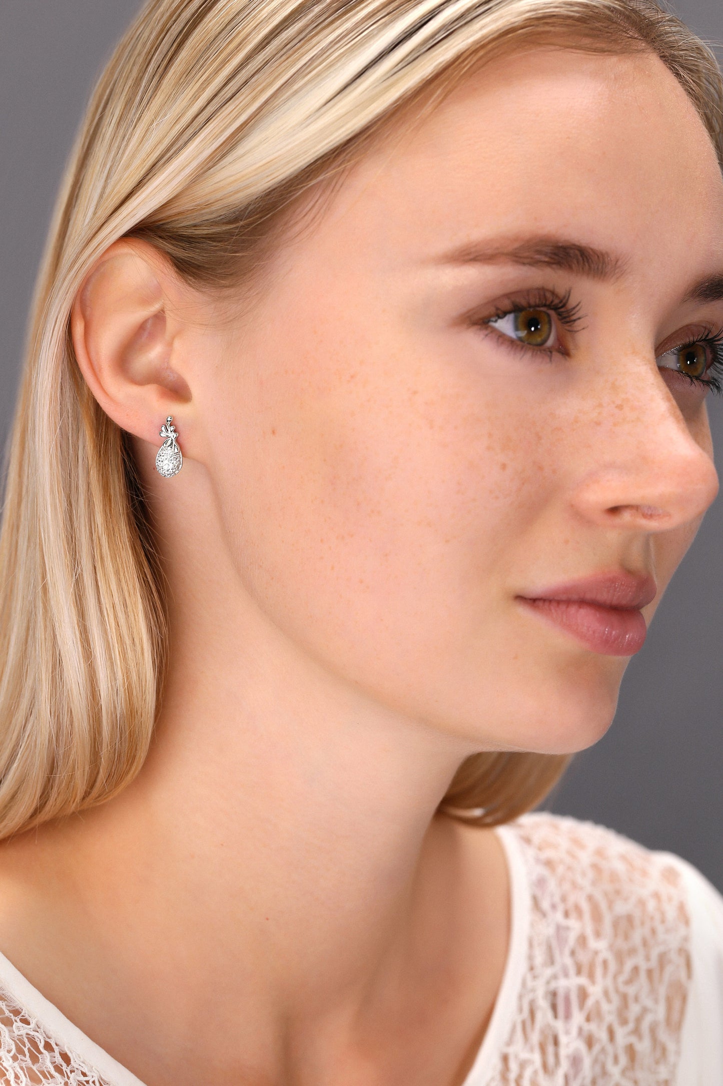 Sterling Silver Pineapple Stud Earrings, Fruit