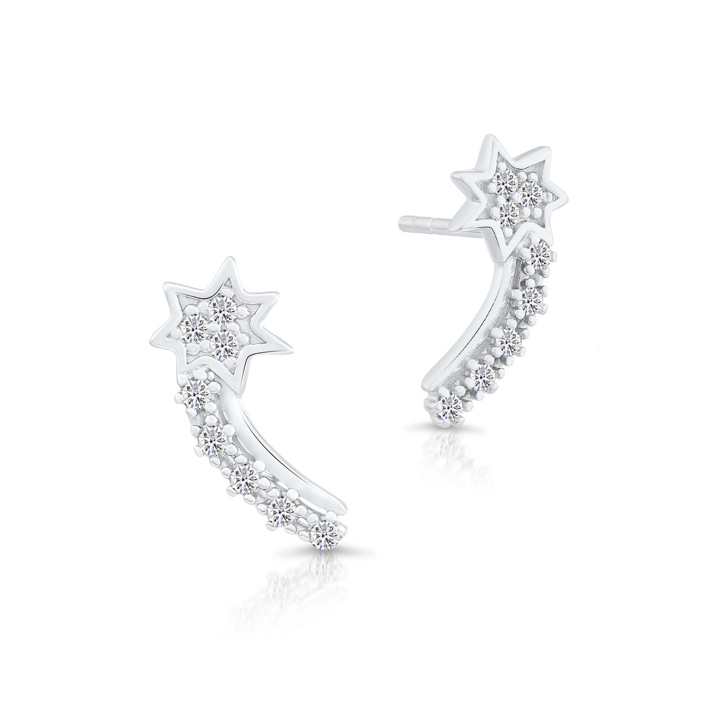 Sterling Silver Shooting Star Stud Earrings