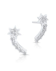 CZ Shooting Star Stud Earrings in Sterling Silver