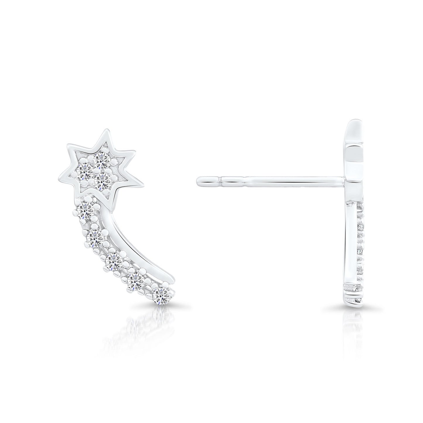Sterling Silver Shooting Star Stud Earrings