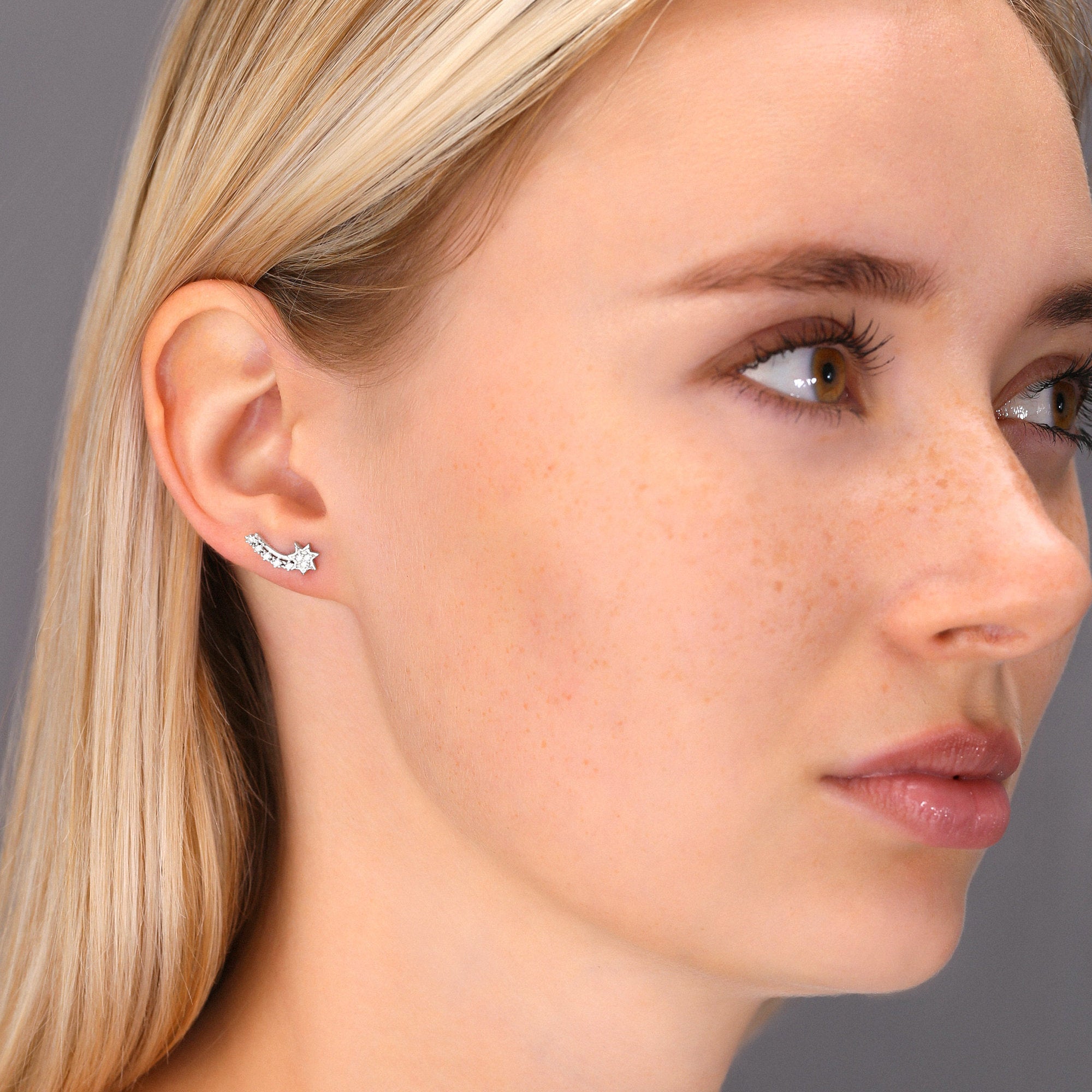 CZ Shooting Star Stud Earrings in Sterling Silver Tilo Jewelry