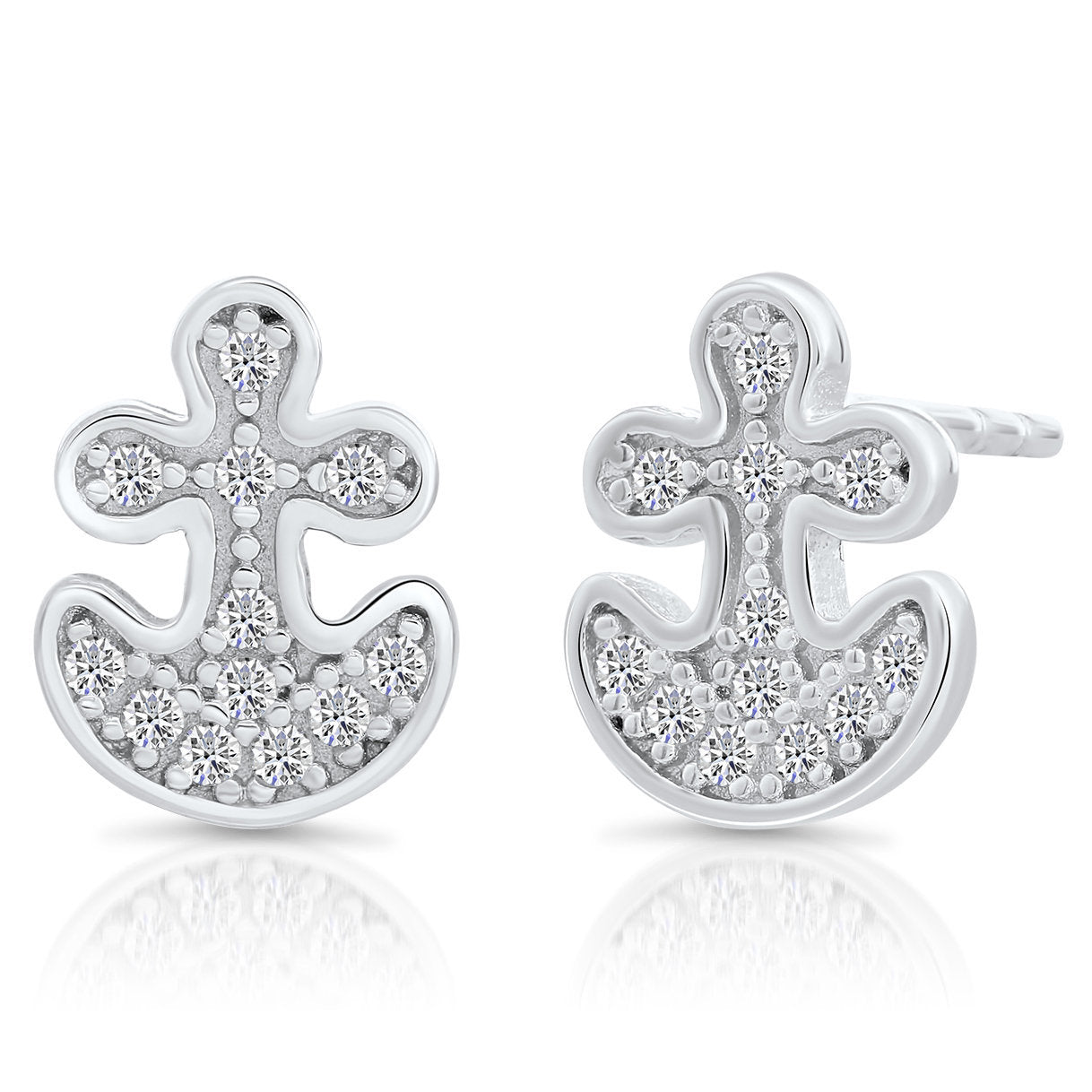Sterling Silver Small Anchor Stud Earrings, 1659