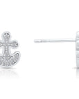 CZ Small Anchor Stud Earrings, 1659 in Sterling Silver