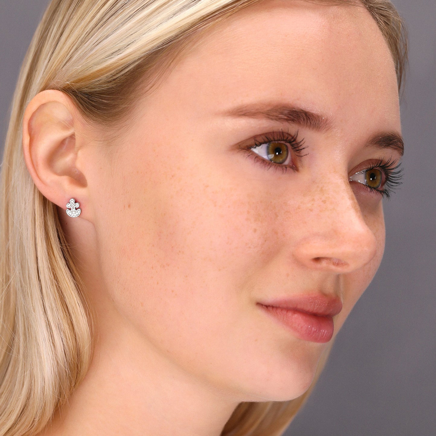 Sterling Silver Small Anchor Stud Earrings, 1659