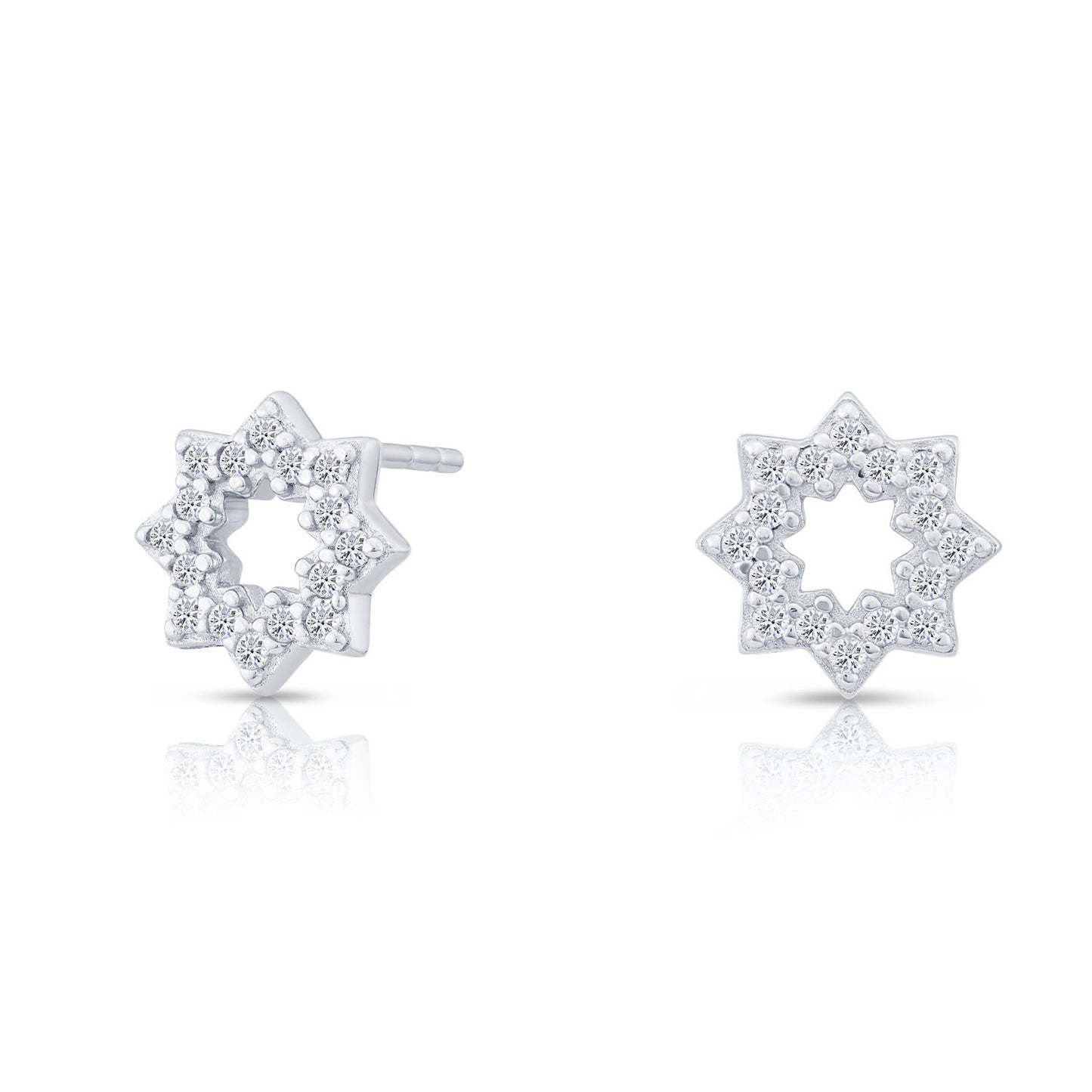 Sterling Silver Halo Star Flower Stud Earrings