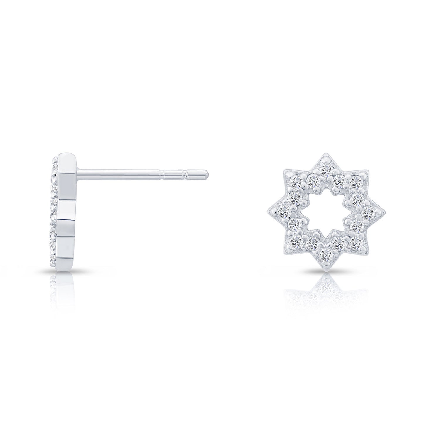 Sterling Silver Halo Star Flower Stud Earrings