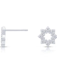 CZ Halo Star Flower Stud Earrings in Sterling Silver