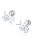 CZ LOVE Stud Earrings in Sterling Silver
