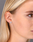CZ Double Heart Stud Earrings in Sterling Silver