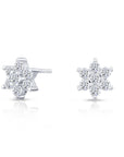 CZ Flower Stud Earrings, 0720 in Sterling Silver