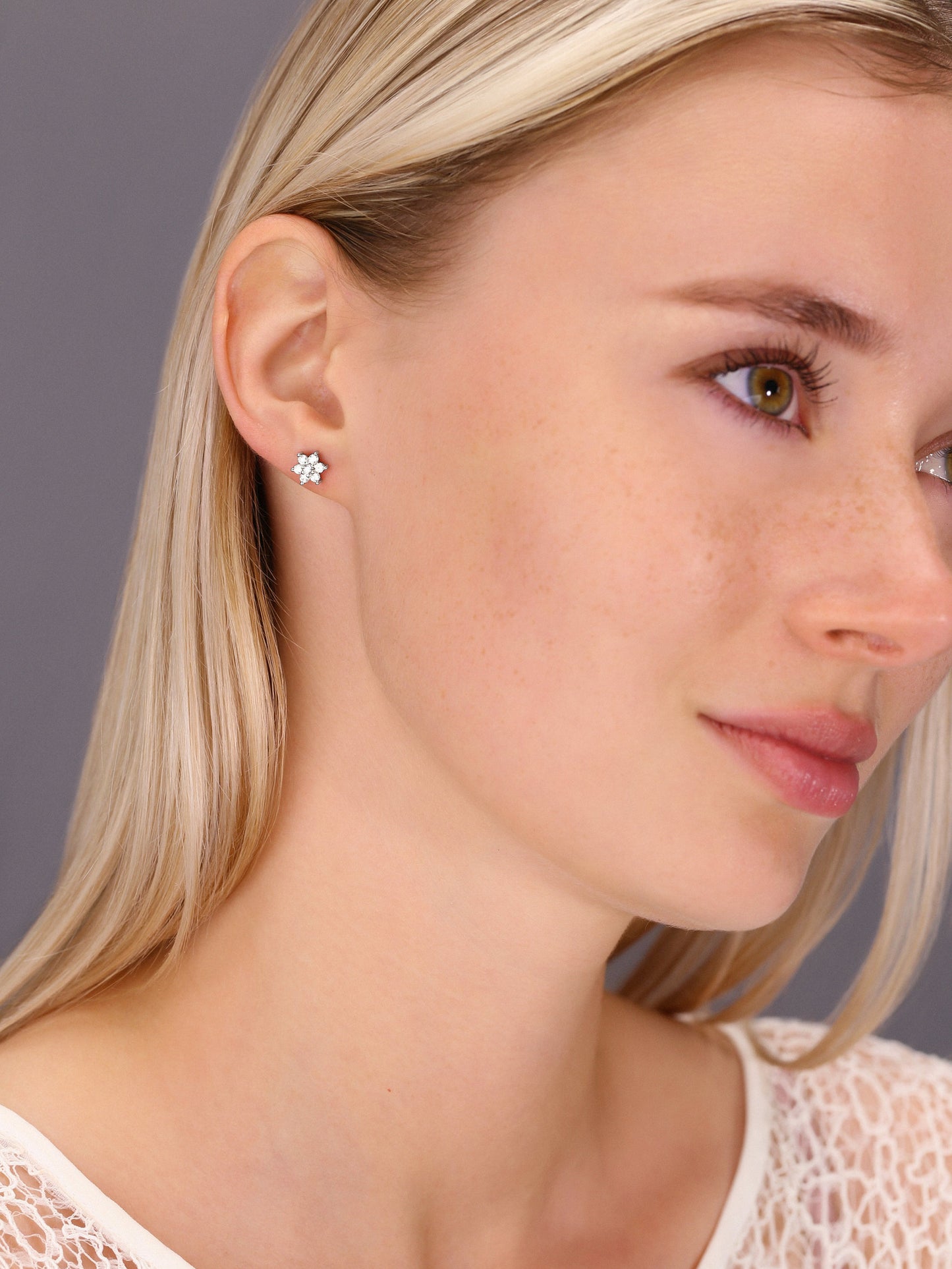 Sterling Silver Flower Stud Earrings, 0720