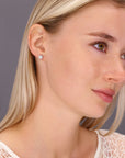 CZ Flower Stud Earrings, 0720 in Sterling Silver