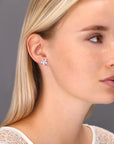 CZ Daisy Flower Stud Earrings in Sterling Silver