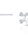 CZ Skull and Bones Stud Earrings in Sterling Silver