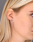CZ Skull and Bones Stud Earrings in Sterling Silver
