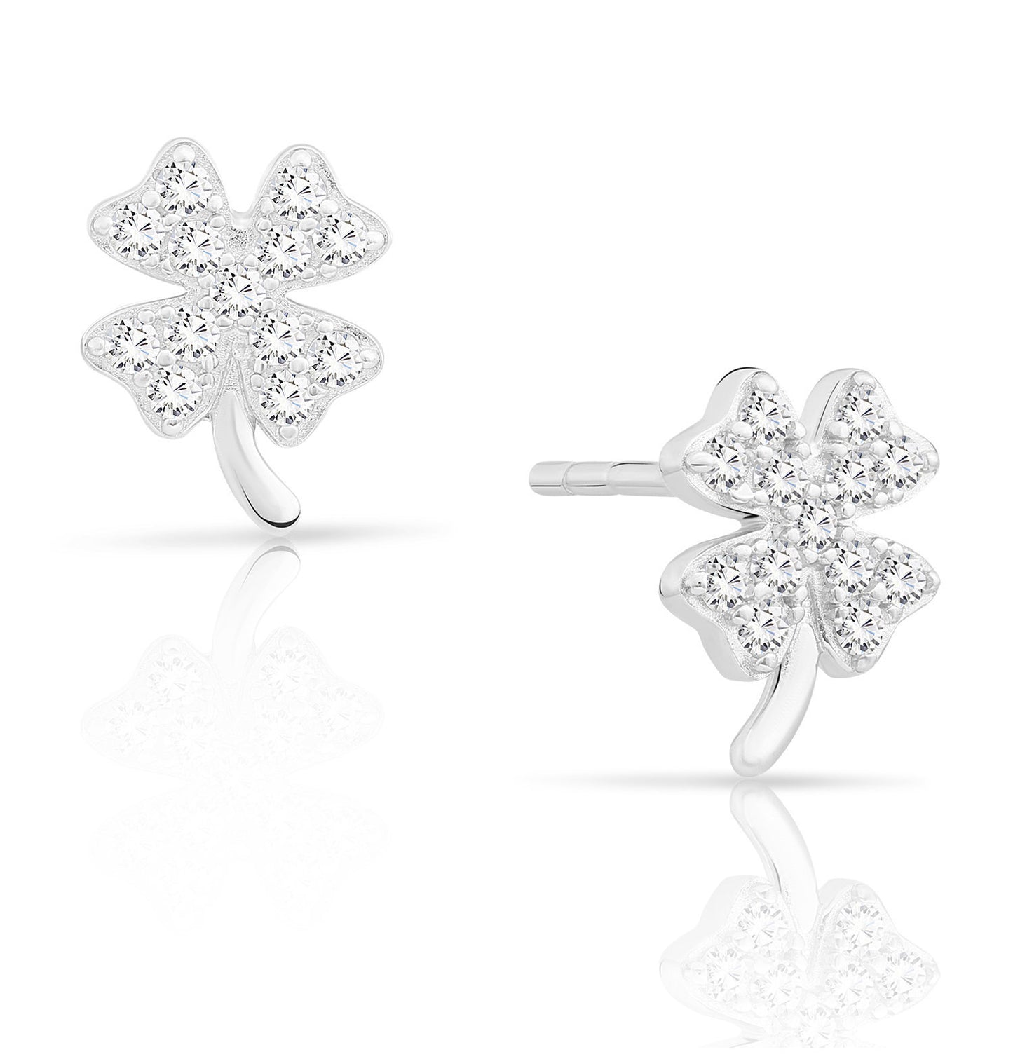 Sterling Silver Clover Stud Earrings