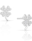 CZ Clover Stud Earrings in Sterling Silver