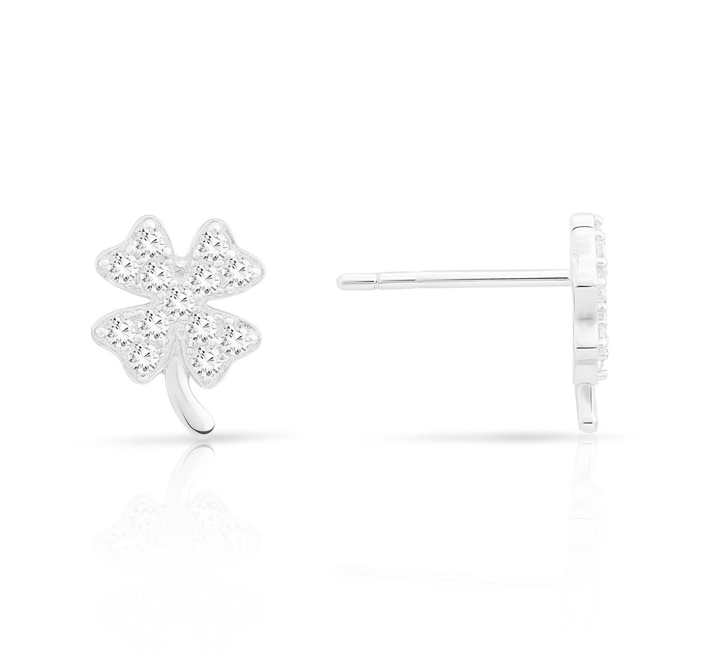 Sterling Silver Clover Stud Earrings